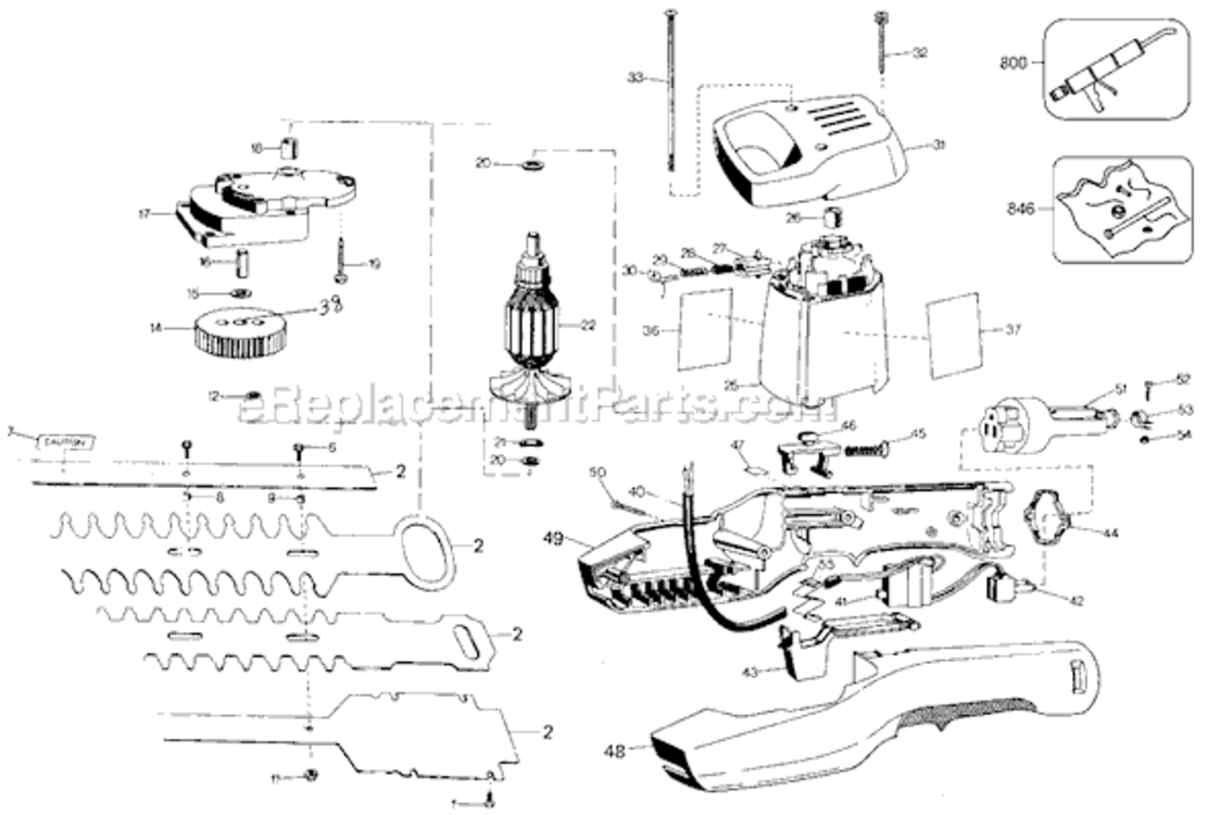 Page A Diagram and Parts List for 8114 Type 21 Black and Decker Hedge Trimmer